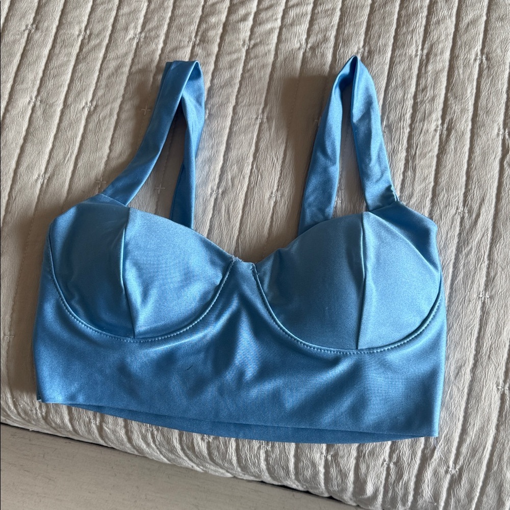 Velvet Sky Blue Satin Bralette